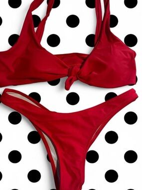 Zaful Red Knot-Front Bikini Set